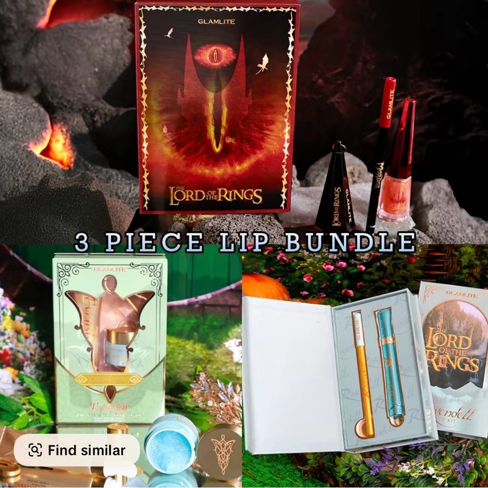 Glamlite Lord of the Rings Riverdall Evenstar Eye of Sauron 3-Lot Lip Bundle NEW